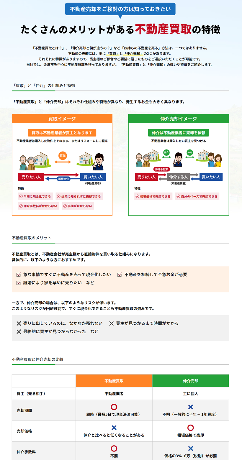 サービスの特徴は図解や比較表で分かりやすく