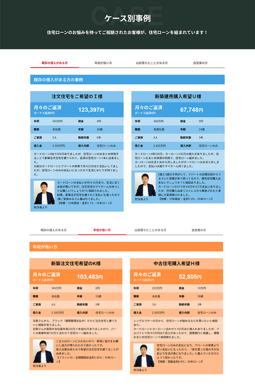 ケース別事例でユーザーの心を掴む