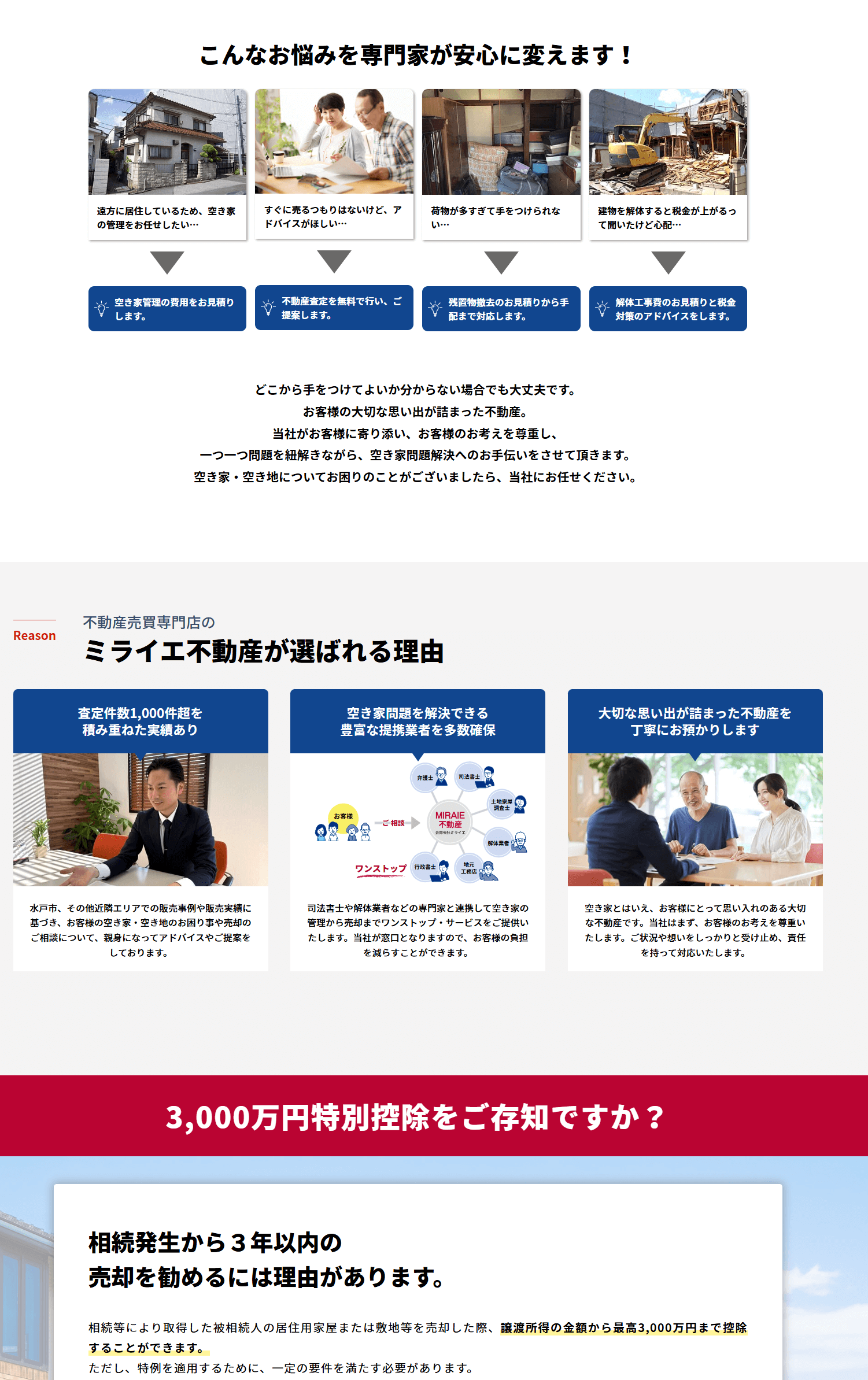 空き家問題を解決するための、独自の情報発信ページ
